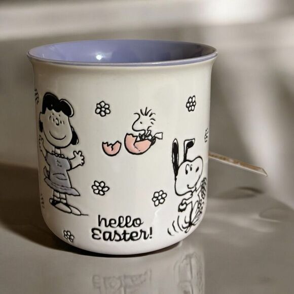 Peanuts Snoopy Lucy Charlie Easter Eggs Large 21oz Coffee Cup Mug Embossed - Picture 2 of 6